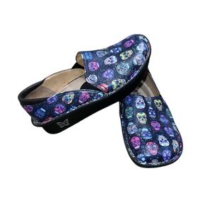 Alegria Sugar Skulls Slip-On Comfort Clogs Shoes Size EU 36 US 5.5-6 Nurse